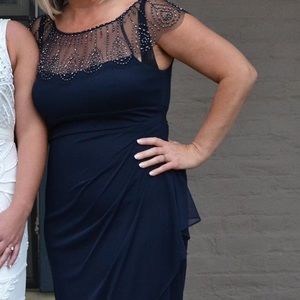 Dj Jaz Cap Sleeve Beaded Sheath Dress 